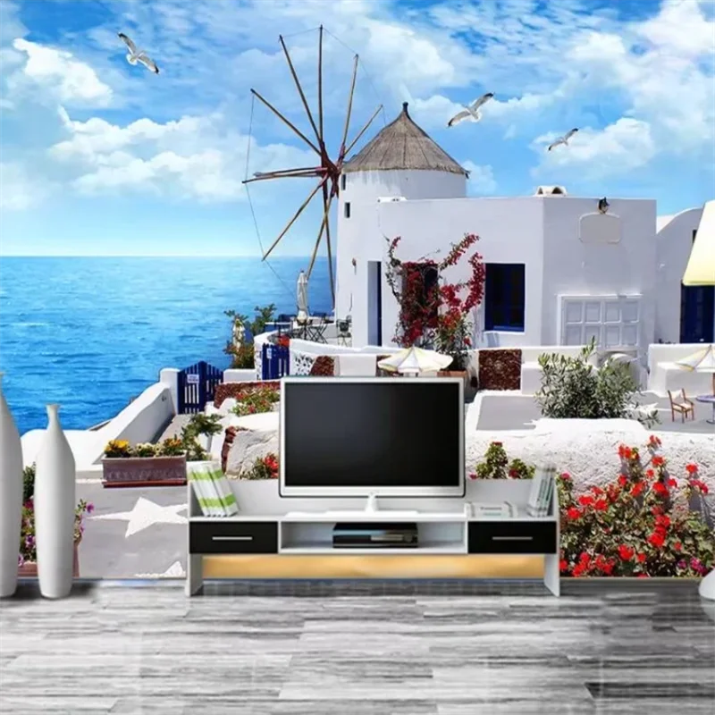 

Custom wallpaper 3d stereo mural coconut tree landscape background wall Beach scenery beach living room bedroom restaurant mural