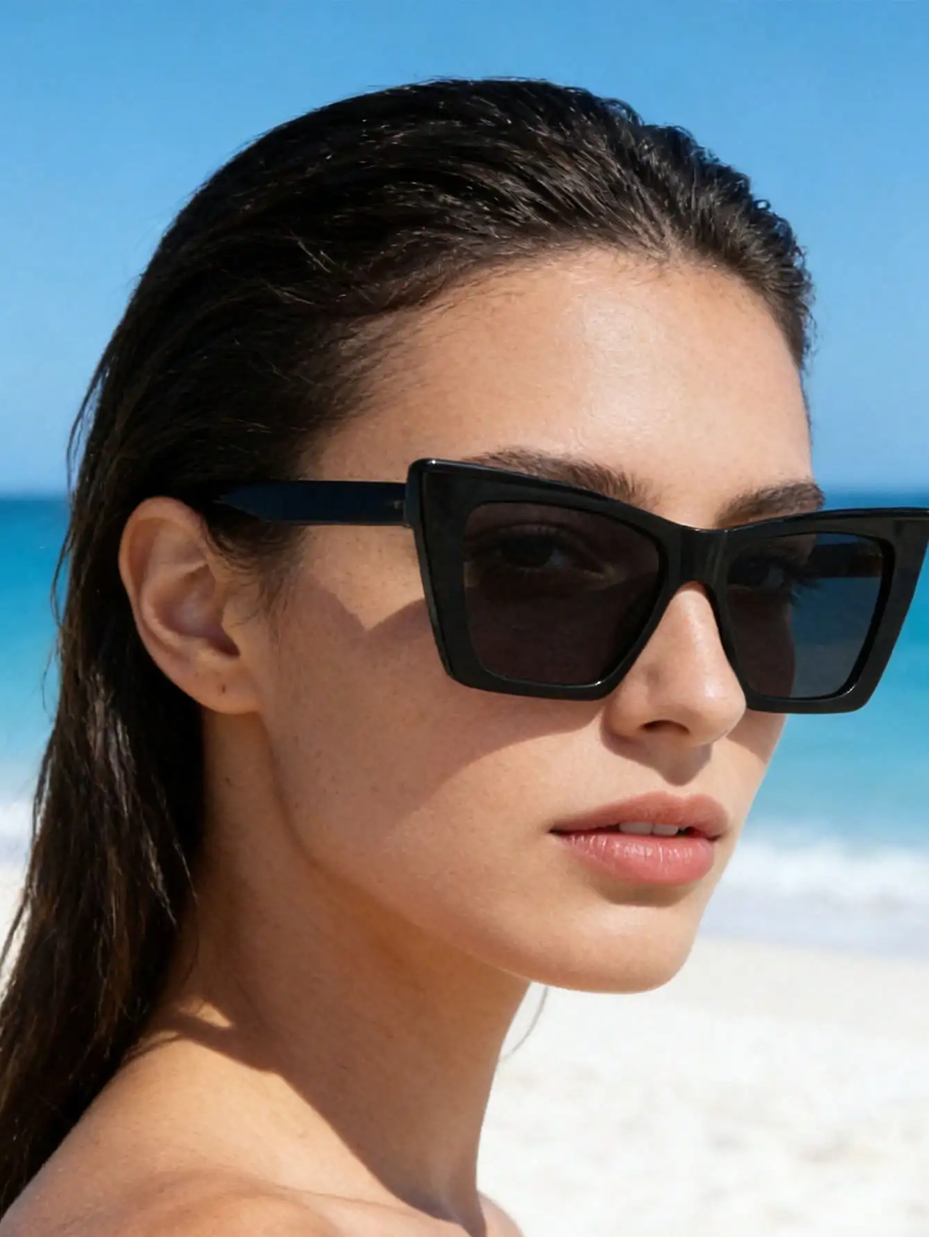 แว่นกันแดดทรงแคทอายไล่โทนสีดำวินเทจ 1 คู่ - แว่นตาอะซิเตทกรอบใหญ่สำหรับผู้หญิงที่ทนทานสำหรับทุกโอกาส