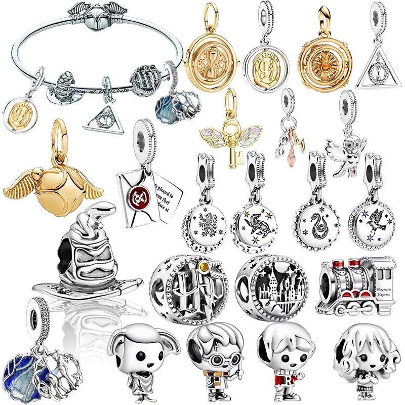 Abalorios colgantes de Harry Potter de Hot Toys, compatibles con pulseras y collares originales de plata con diseño de serpiente, para joyería DIY, regalo para mujer.