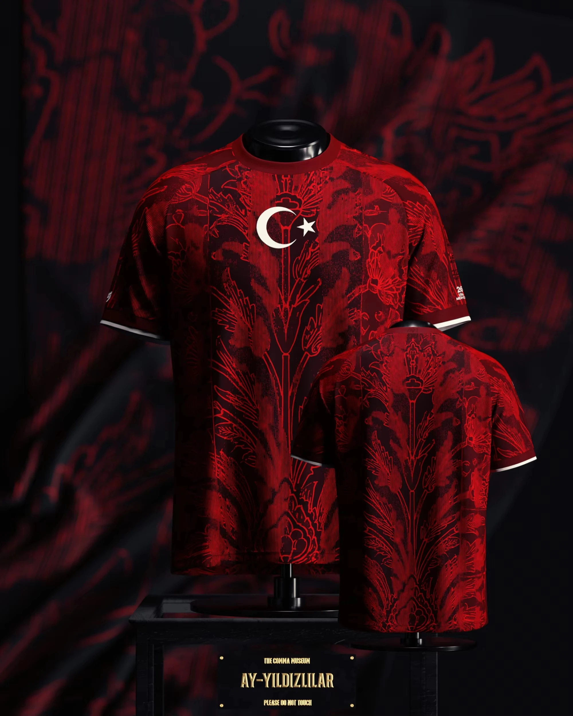 2026 Family Matching Turkey AY-YILDIZLILAR Vintage Floral Themed Football Jersey Breathable Quick-Dry Soccer Fans Tee