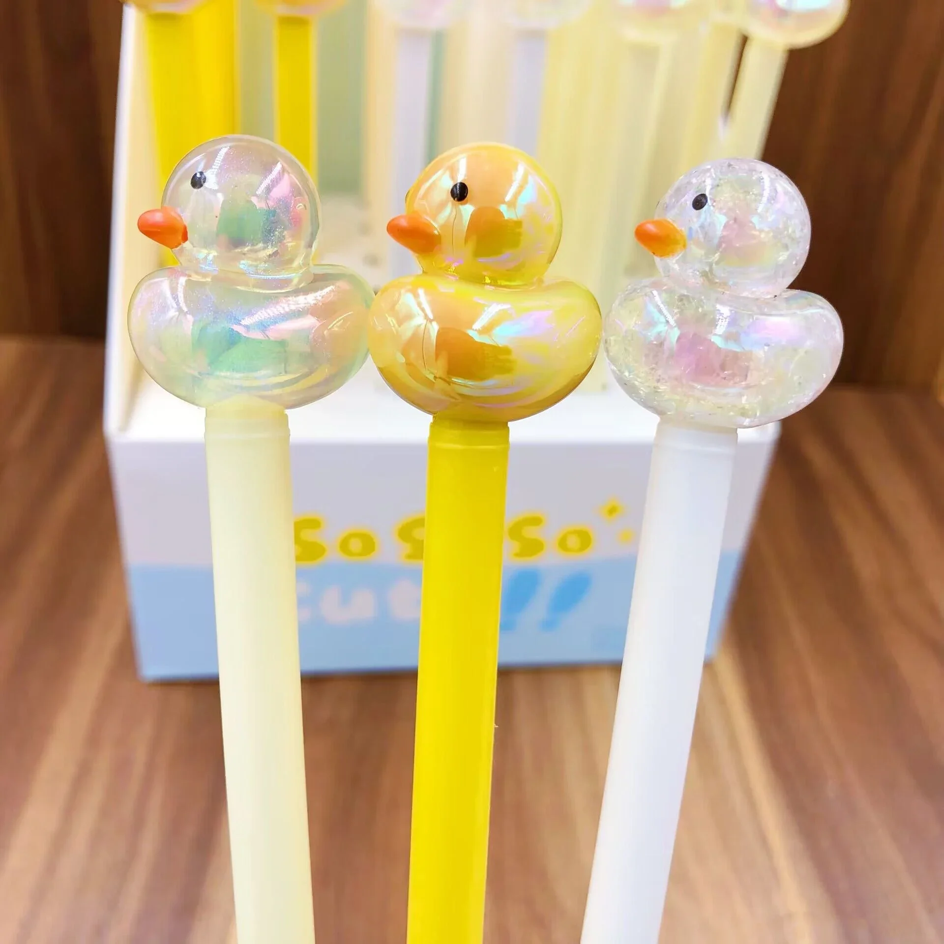 6PCS Creative New Cartoon Acrylic Cute Little Yellow Duck Neutral Pen Carbon Black  Water  Student Wholesale