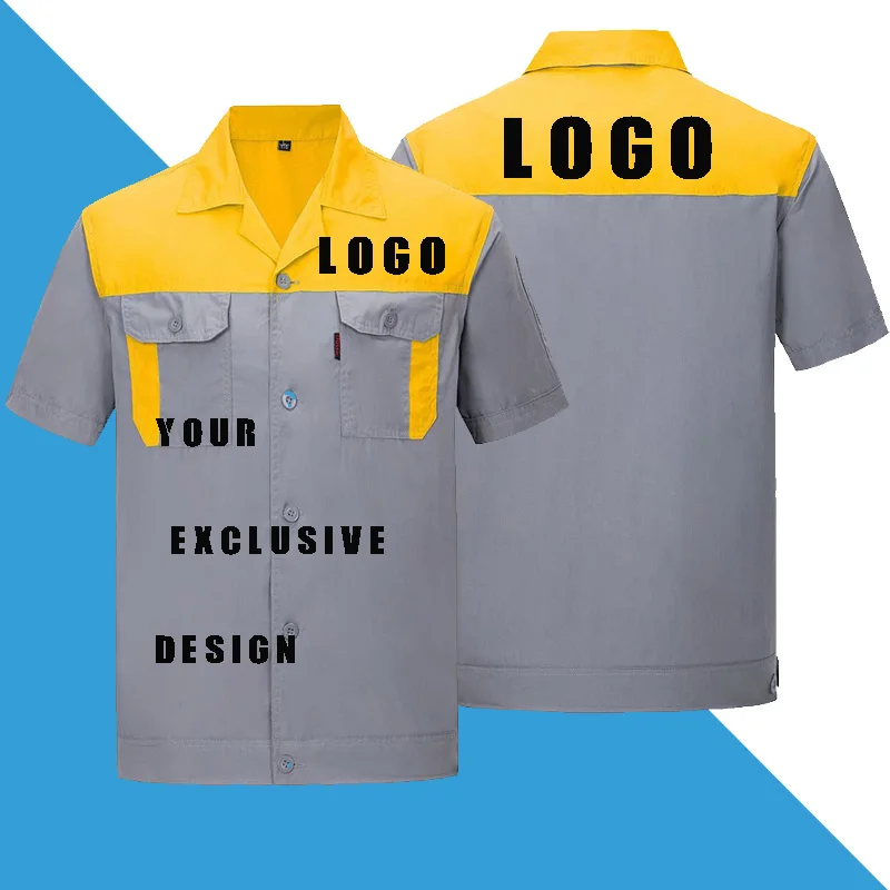 DIY LOGO primavera y otoño monos de manga corta trajes de seguro laboral para hombres taller mantenimiento herramientas tops