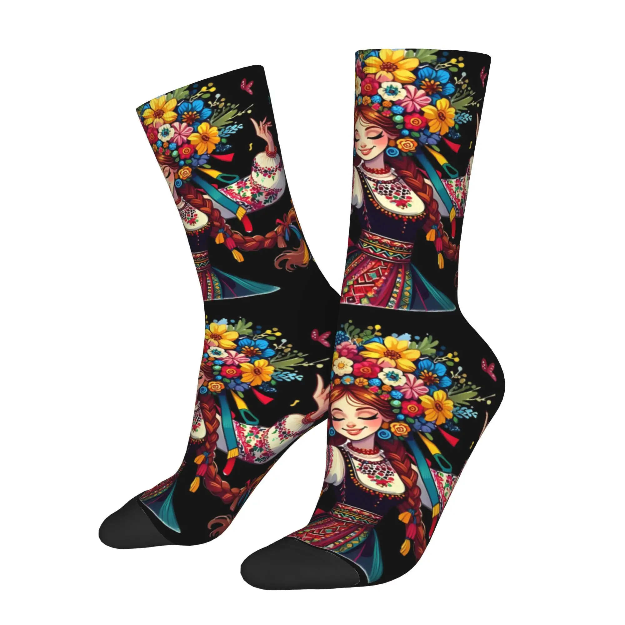 

Funny Crazy Sock for Men Ukrainian Dance Dancing Hip Hop Pattern Printed Crew Sock Seamless Gift