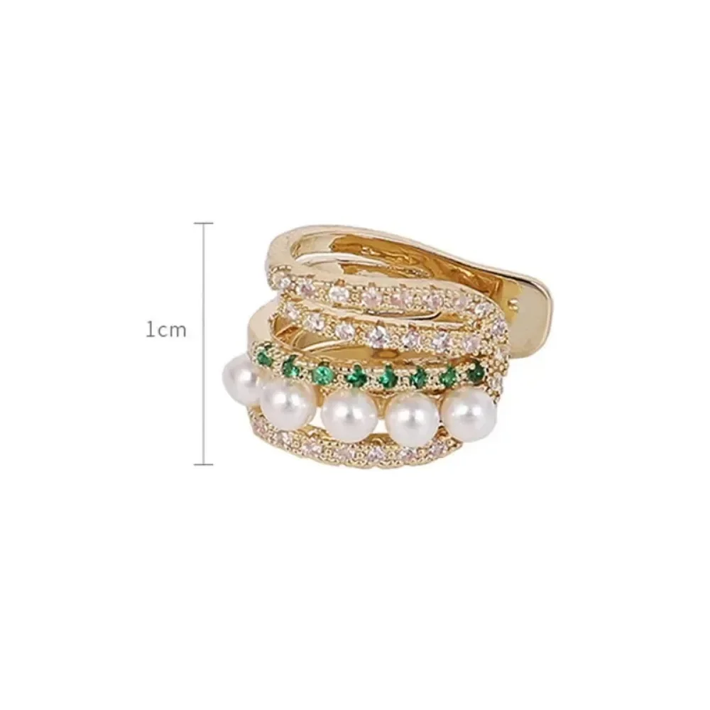 1Pc Fashion Korean Double Layer Pearl Clip Earrings for Women Girls Luxury Zircon Ear Cuff Clip Without Pierced Ear Cuff Jewerly