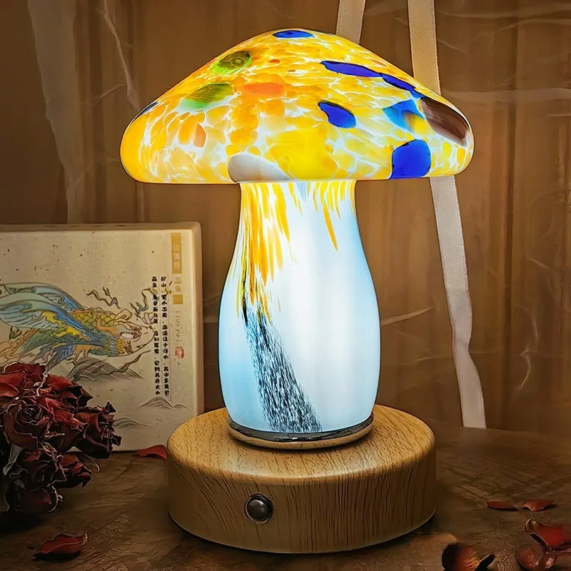 

Mushroom Desk Lamp Touch Three Color Dimming USB Charging Creative Warm Study Reading Lamp Home Bedroom Bedside Night Light