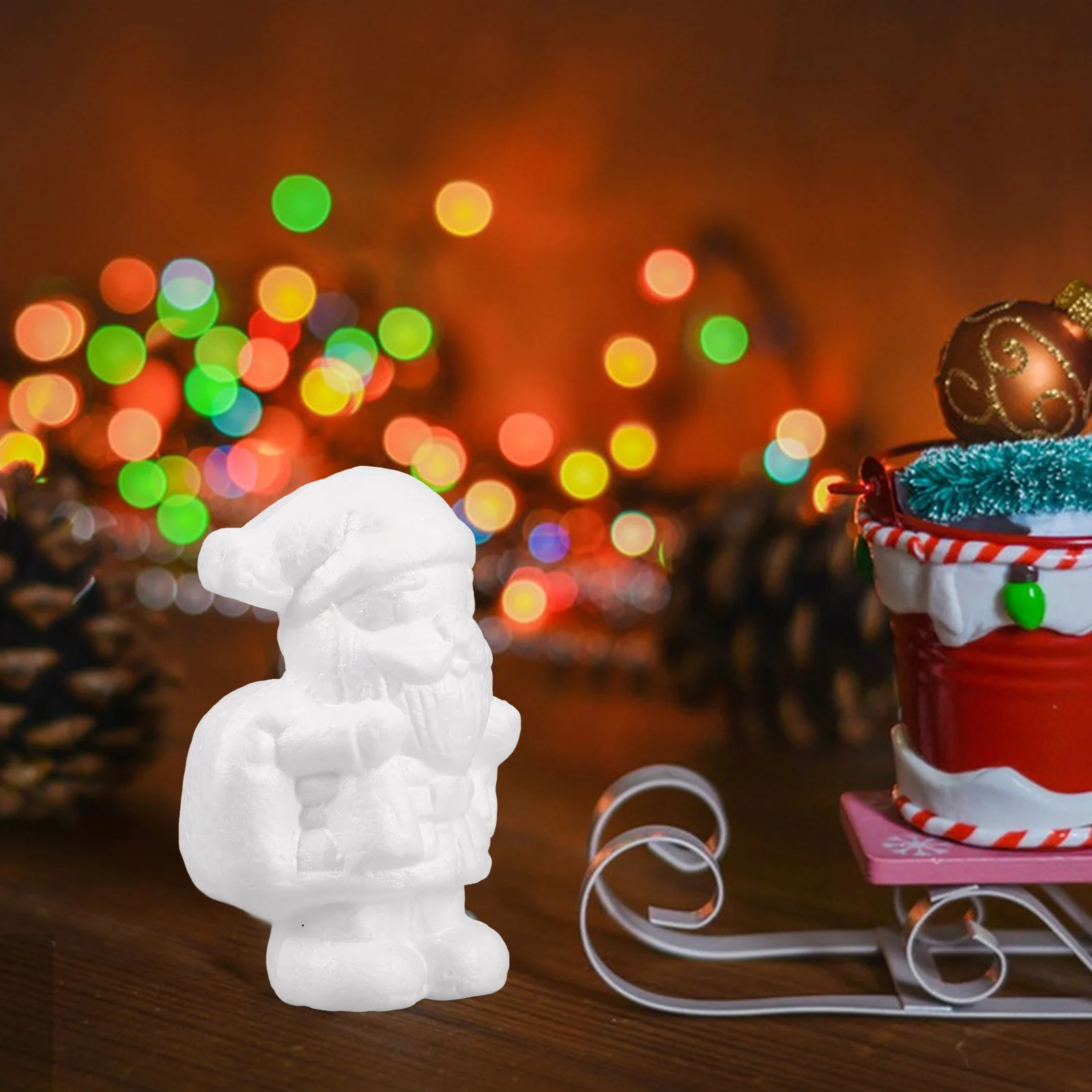 

6Pcs Santa Claus Foam Crafts Christmas Tree Decor Hand-Painted Lightweight Portable Wedding Home Party Ornament