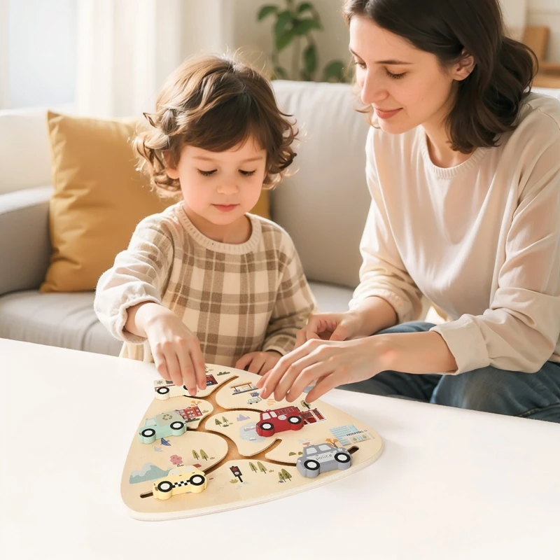 赤ちゃんモンテッソーリおもちゃ木製車ビジーボード赤ちゃんの指の動き早期教育と自動車知識の認知ベビーギフト