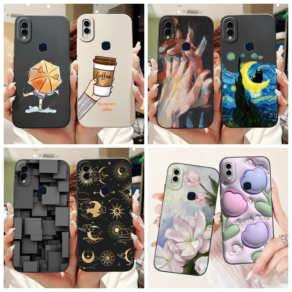 For Vivo V11i 1806 Case Luxury Pained Camera Lens Protection Soft Silicone Square Phone Bag Cover For VivoV11i Y97 Z3 Z3i Bumper