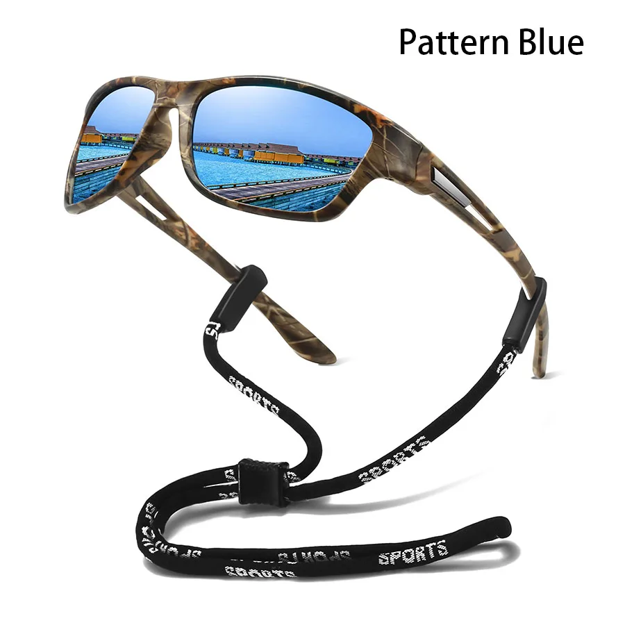 Tarnmuster-Mode-Sonnenbrille für Autofahren, Angeln, Radfahren, Sport, Herren und Damen, Laufen, Bergsteigen, Sport-Sonnenbrille mit Kette – Detail 5