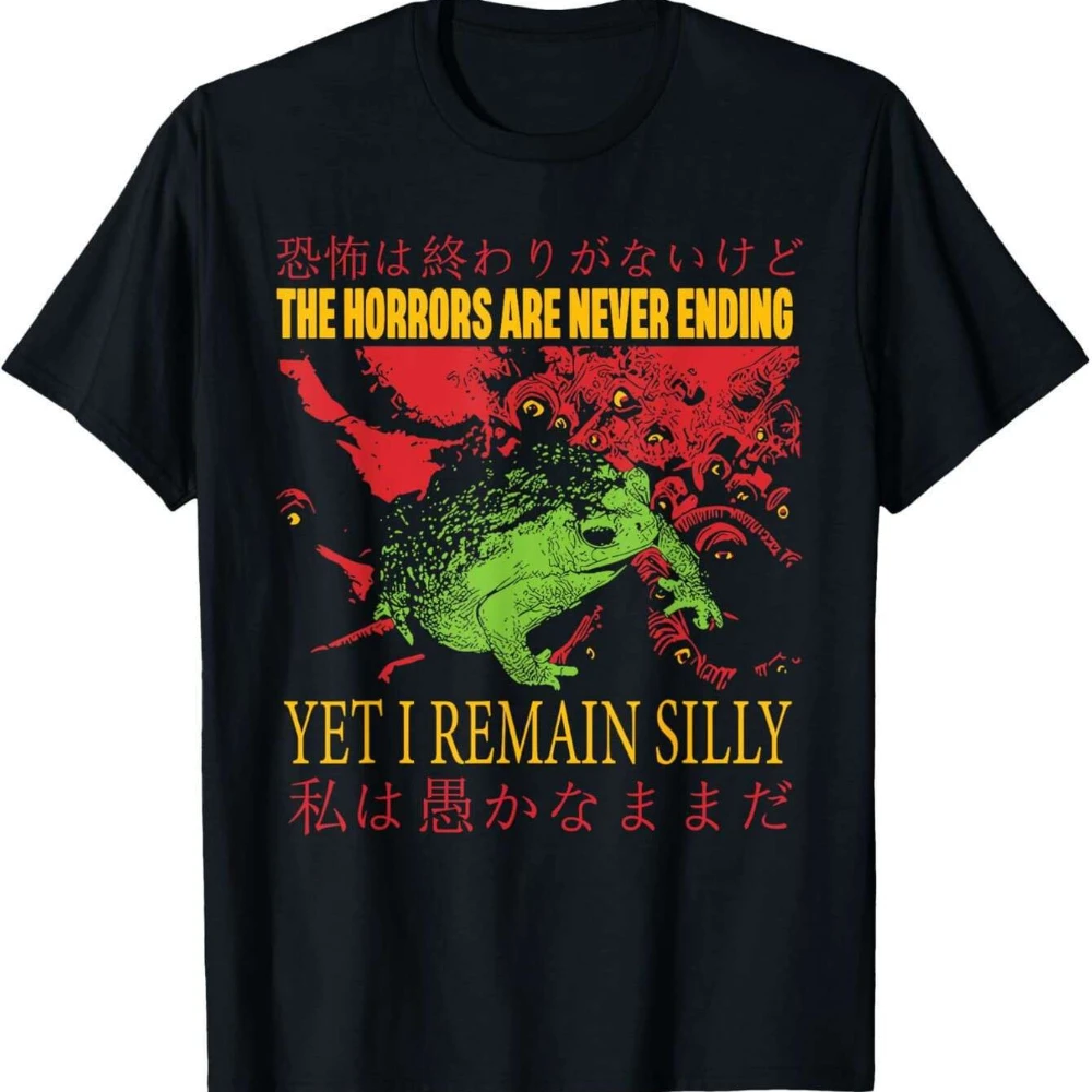 

2026 New Silly Horror Never Ends Japanese Frog Print Fashion Street Fashion for Men and Women Loose Crew Neck Versatile Top