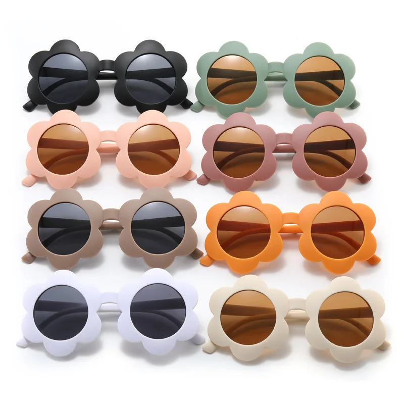 Children's Boys Girls, Fashionable Sunflower Frosted Personalized Sunglasses For Babies, Versatile And Trendy Glasses