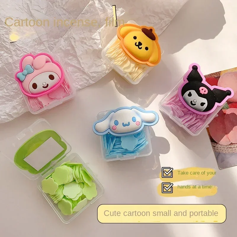 Kuromi Cinnamoroll My melody Pompom Purin Cartoon Cute Children's Disposable Hand Soap Tablets Soluble Soap Tablets Soap Paper