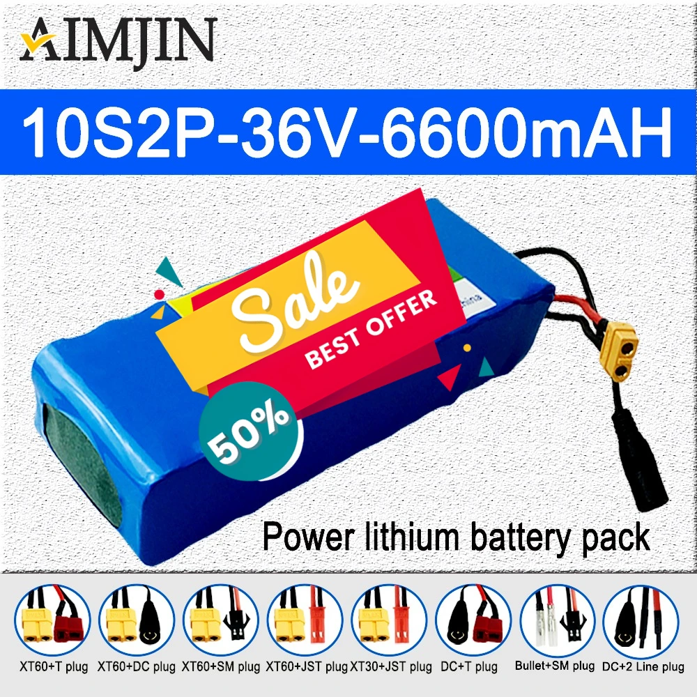 

10S2P 36V 18650 6.6Ah Lithium Battery Pack Built-in BMS,For Electric 36V Scooter Bicycle battery pack