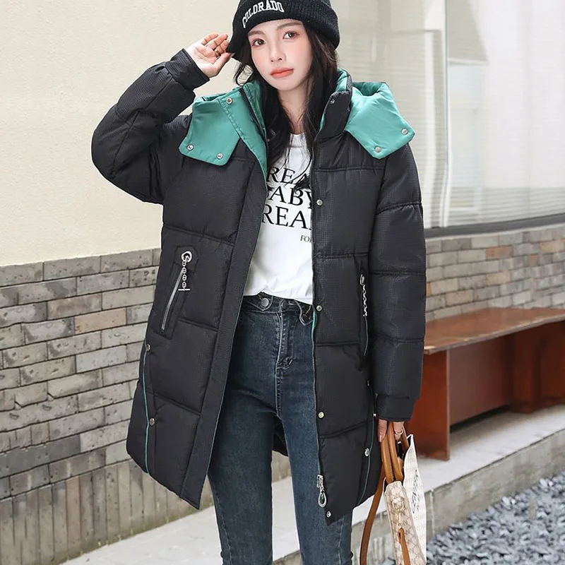 Neue Qualität Frauen Unten Baumwolle Mantel Lose Lange Baumwolle Kleidung Mode Mit Kapuze Parker Mantel Winter Dicke Warme Gepolsterte Jacken