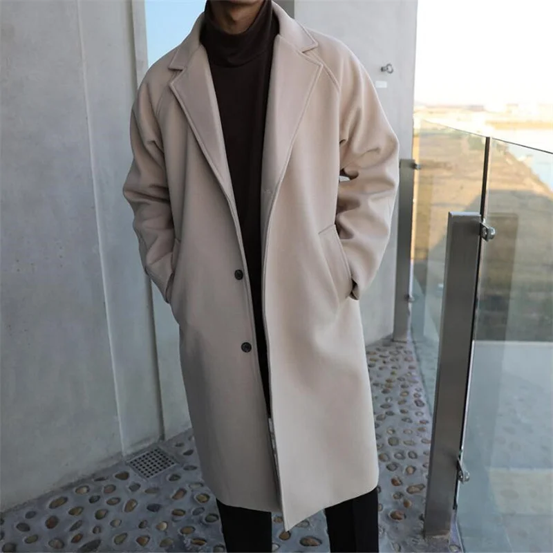 

Мужское шерстяное пальто средней длины, утепленное, зимнее, модное, городское, повседневное, ветрозащитное, с множеством карманов, не требующее глажки