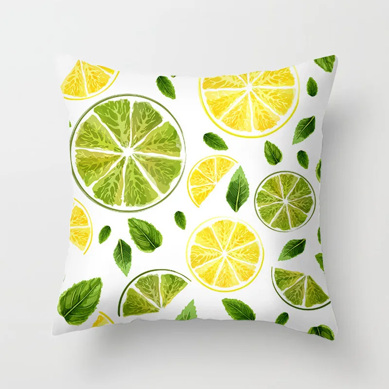 Lemon pattern cushion cover yellow fruit leaf plant sofa pillowcase polyester  pillow decoration