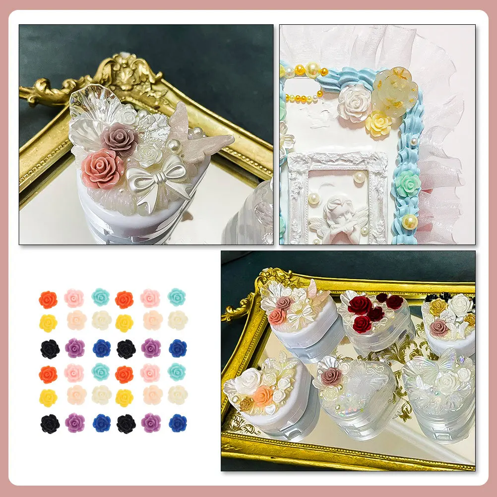 

100pcs Resin Rose Flower Pendants Diy Jewelry Making Supplies Necklace Earring Bracelet Craft Material Rose Pendants With Hole