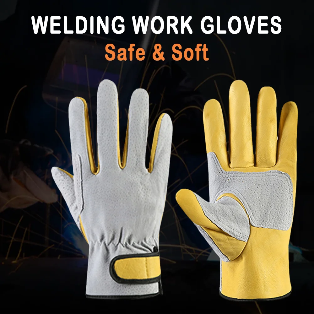 

Labor Protection Welding Handling Gloves Men Work Thicken Soft Leather Gloves Security Protection Welder Garden Pruning Auto