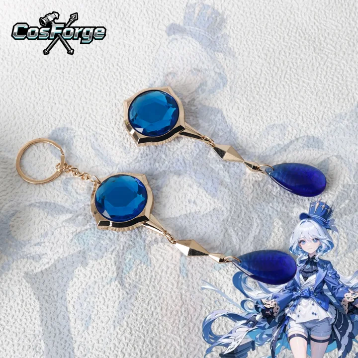 

Genshin Impact Water God Furina God's Eye Keychain Necklace Pendant Cosplay Props Brooch Gamer Badge for Women Men Jewelry Gifts