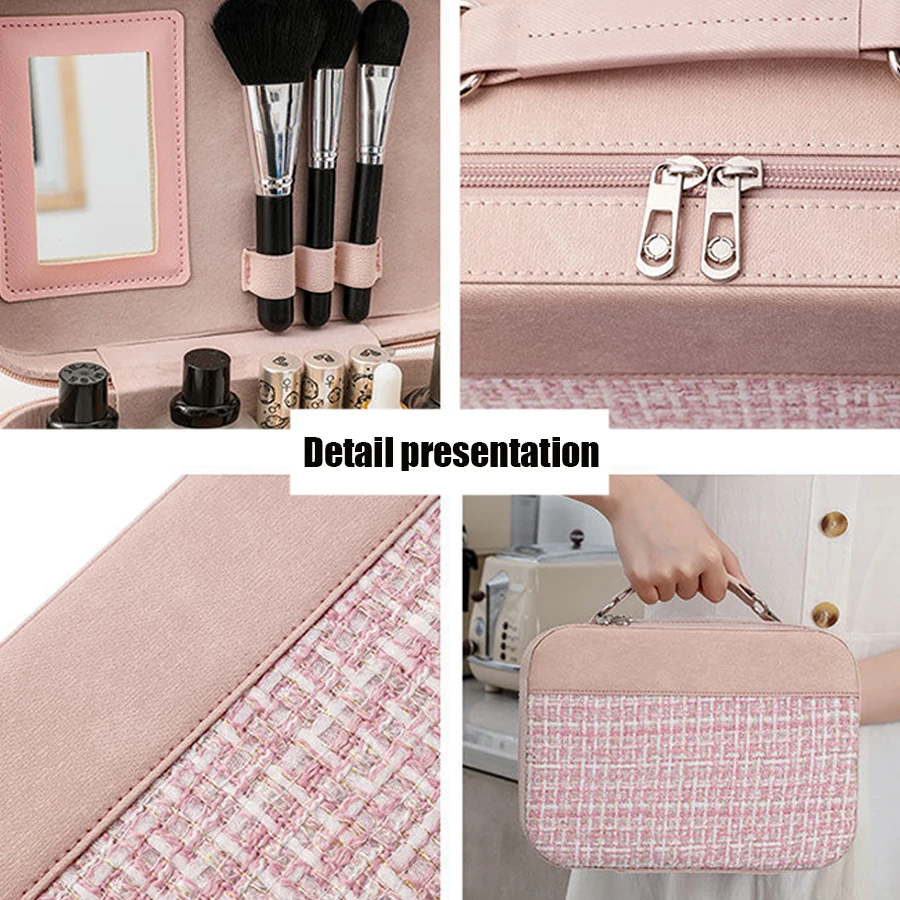 Borsa per la cura della pelle e il trucco di grande capacità comoda custodia per cosmetici da viaggio custodia per il trucco portatile adatta per la