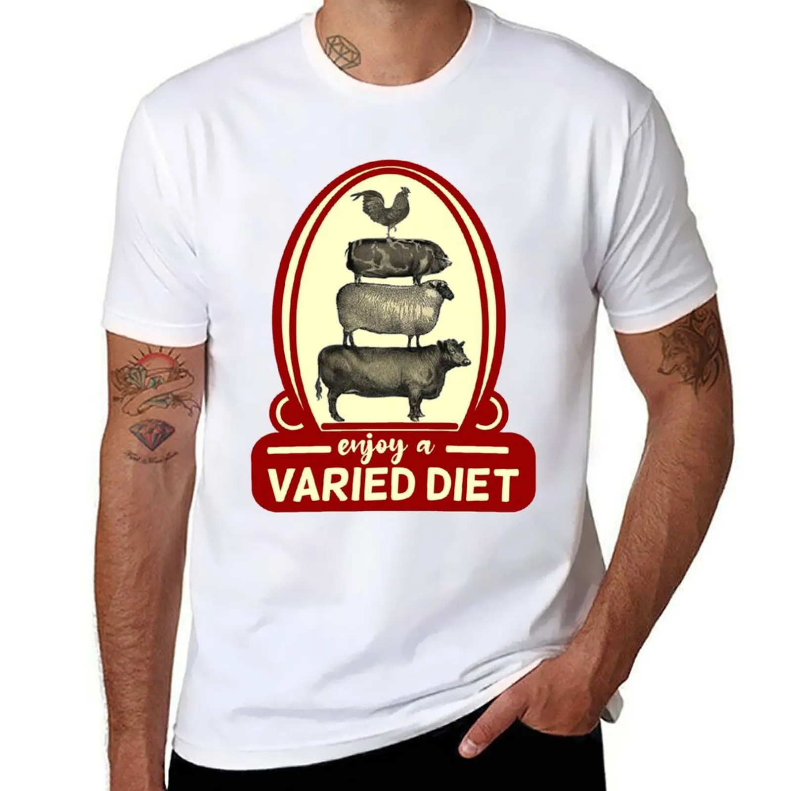 Camiseta Enjoy a varied diet, camiseta de algodón para hombre, camisetas para hombre