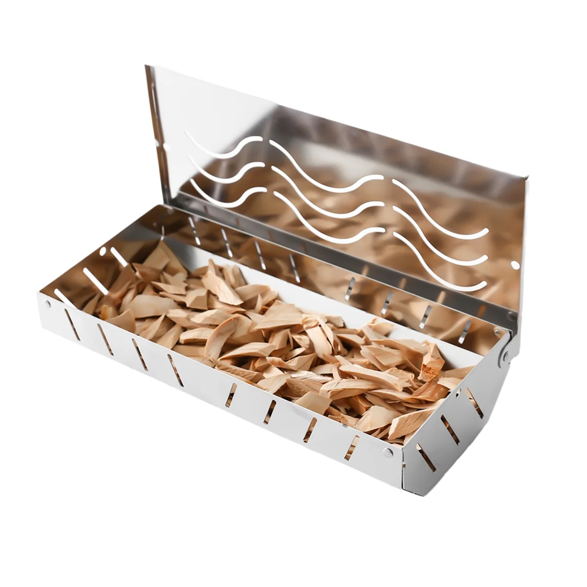 A03R 2Pack Stainless Steel Chip Smoker Box with Hinged Lid,Wood Chip Smoked to Add A Smoky Flavor
