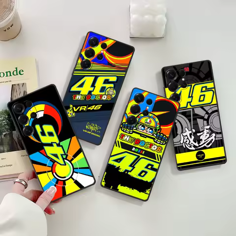 V-Valentino R-Rossies 46 Case for Samsung Galaxy S24 S22 S23 S25 S20 FE S7 Edge S9 S10 S21 Ultra S8 Plus TPU Black Phone Cover