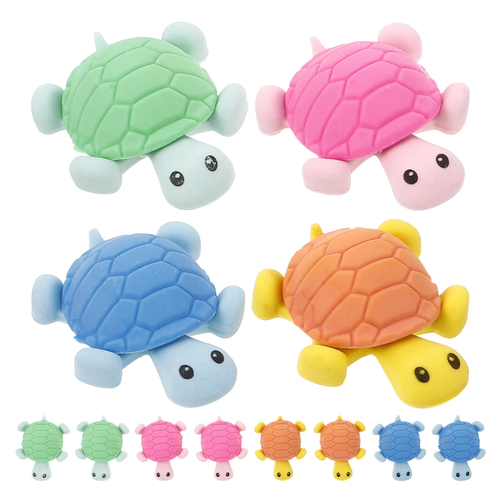 

24pcs Cartoon Eraser Cute Mini Animal Turtle Shape Rubber for Students School Supplies Mixed Colors Easy to Store Use