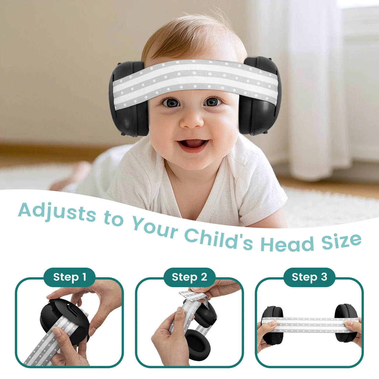 Ear Muffs for Infants with Elastic Headband, Baby Earmuffs Ideal for Flights, Baby Ear Noise Reduction Earmuffs - Baby Headphone