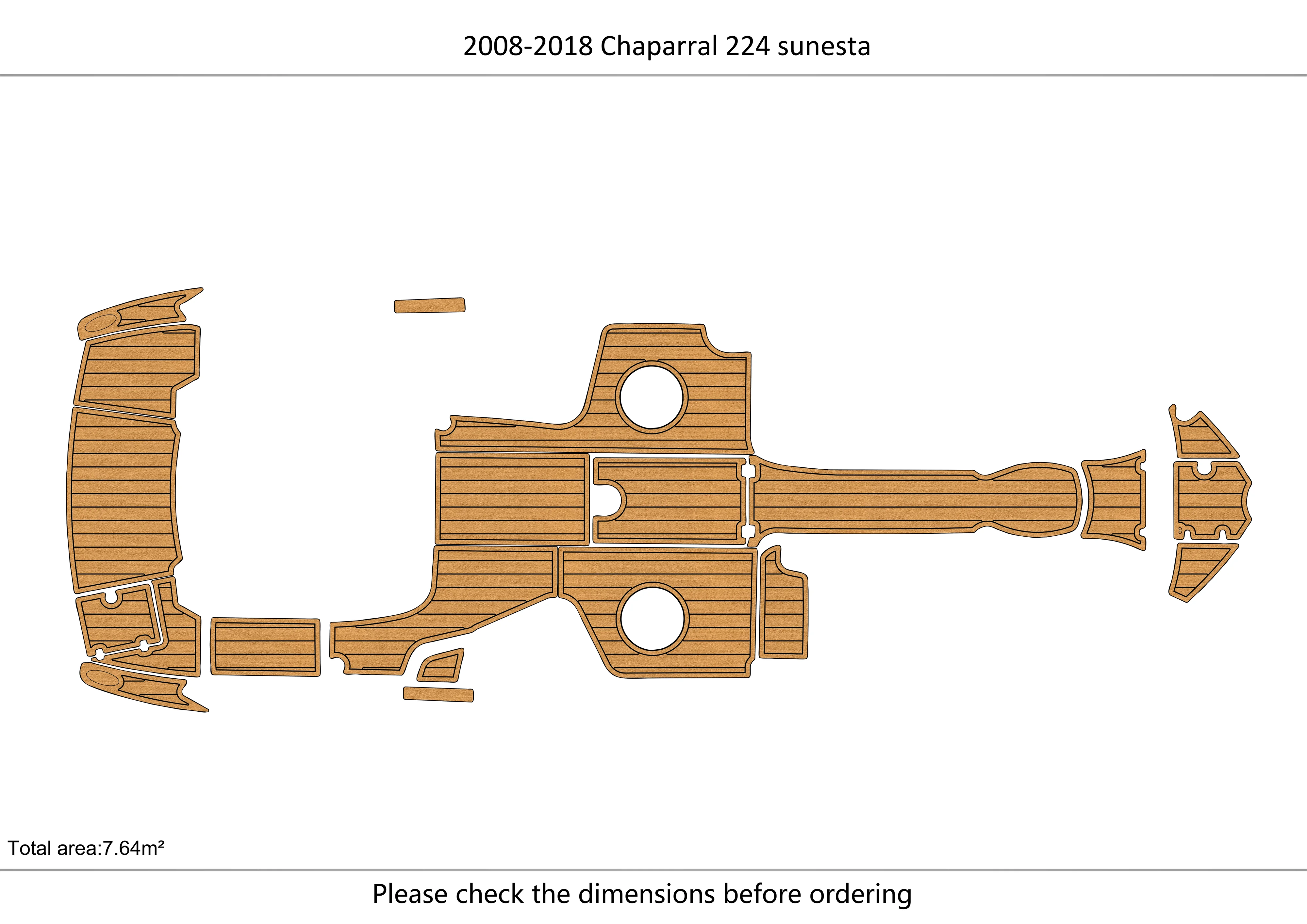 

2008-2018 Chaparral 224 sunesta B Cockpit platform 1/4" 6mm EVA fAUX carpet Water Ski Yacht Fishing Boat Non-slip mat floor