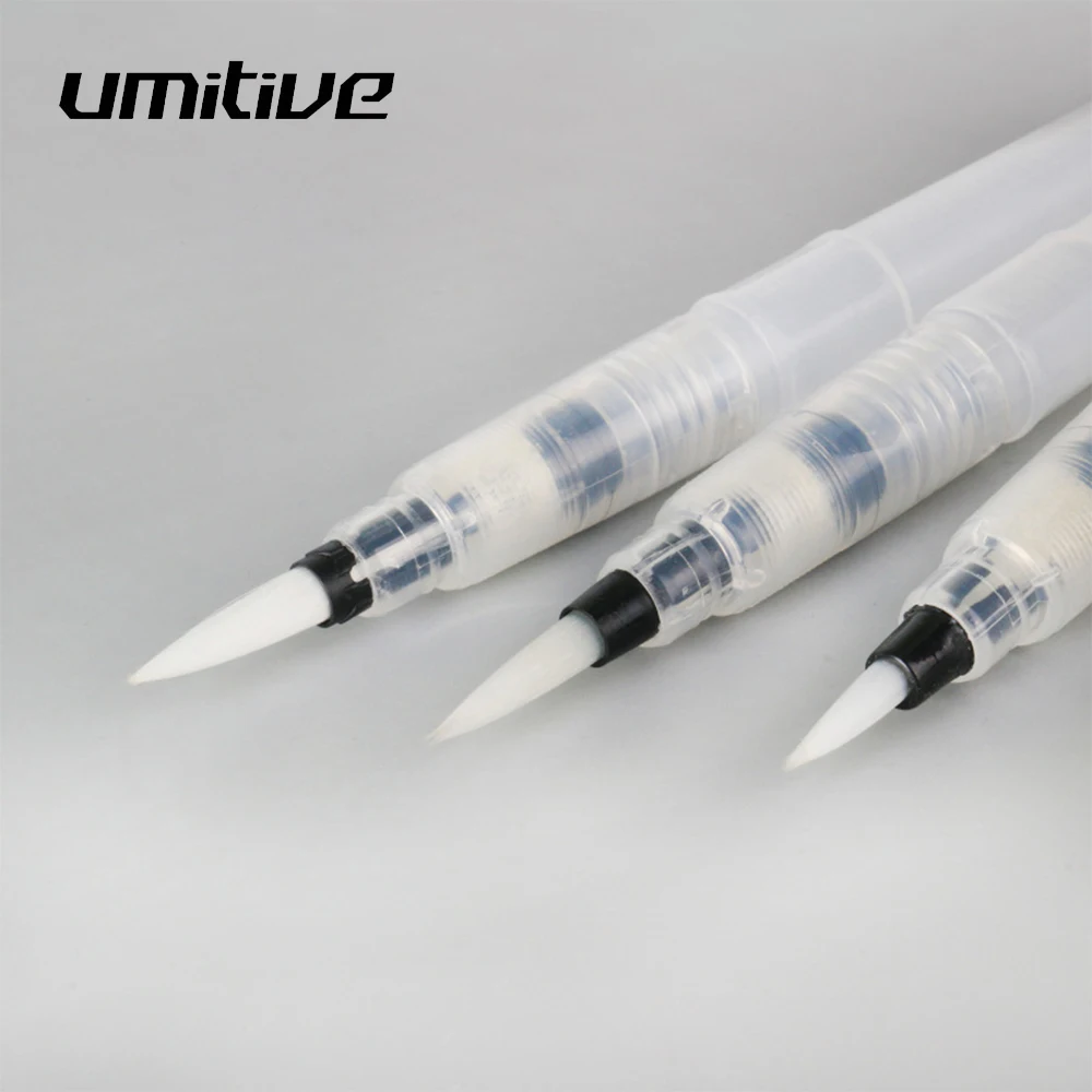 Umitive 3pcs Water Brush Ink WaterColor Calligraphy Painting Soft Brush Pen For Beginner Painting Drawing Art Supplies