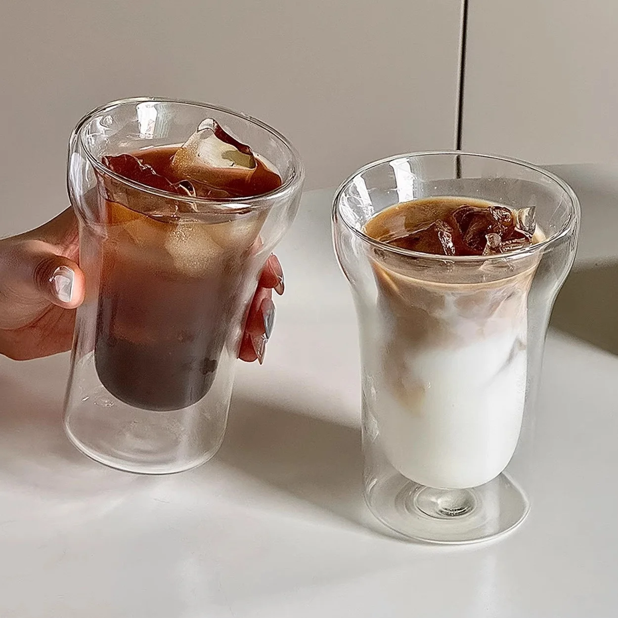 

Heat Resistant Double Layered Glass Cup Anti Scalding Coffee Tea Milk Juice Cup Simple Home Use Milk Tea Latte Glass Cup