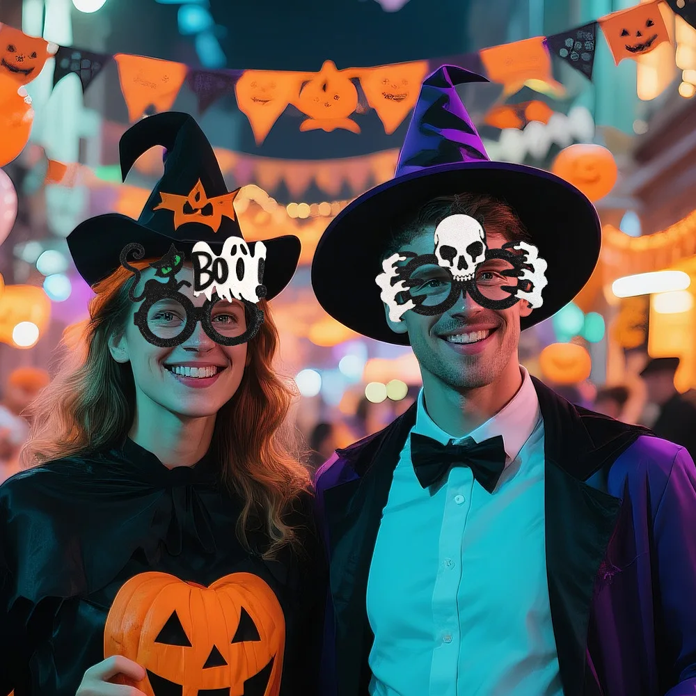 

NEW Halloween Pumpkin Glasses Decoration Photo Props Children's Ghost Festival Party Dress up Horror Bat Skull Glasses