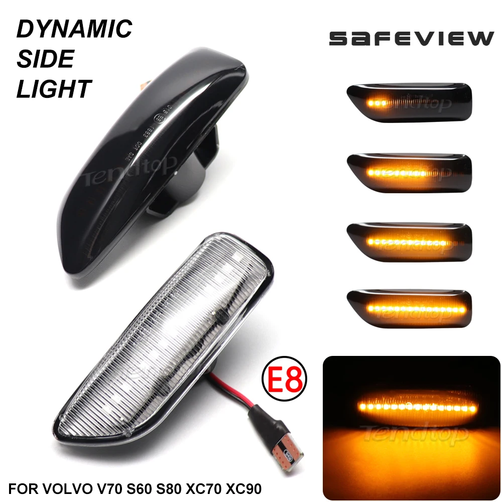 Geräucherte Objektiv Bernstein LED Seite Marker Licht Blinkt Blinker Sequential Blinker Licht Für Volvo XC90 S80 XC70 V70 S60 2001-2009