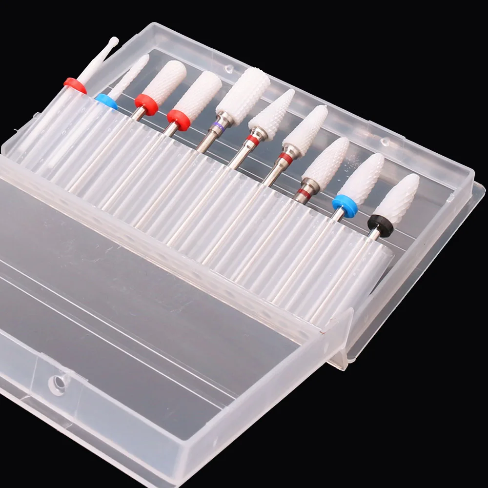 10pcs Ceramic Nail Drill Bit-3/32 Nail Drill Bits for Acrylic Nails,Professional Electric Nail Drill for Crystal Nail Extension