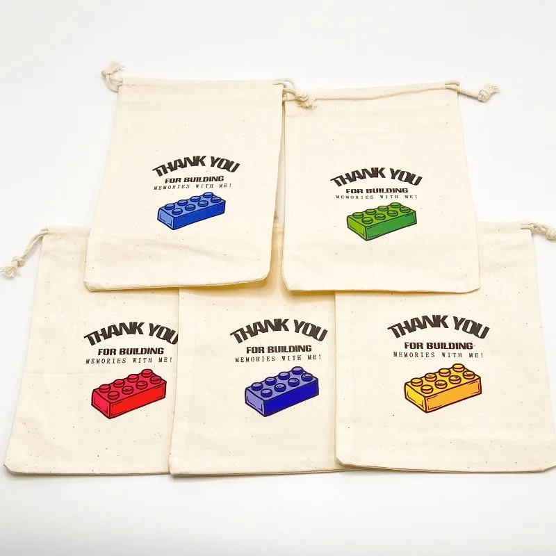 1/5Pcs Storage Bag With Thank You For Building Memories With Me Character Birthday Party Decoration Gift Children's Birthday Bag