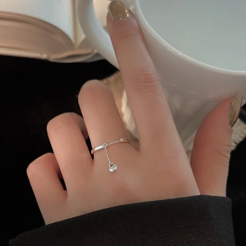 Chain Tassels Ring Adjustable Simple Korean Fashion Women Party Ring Finger Korean Silver Color Fashion Adjustable Ring Jewelry