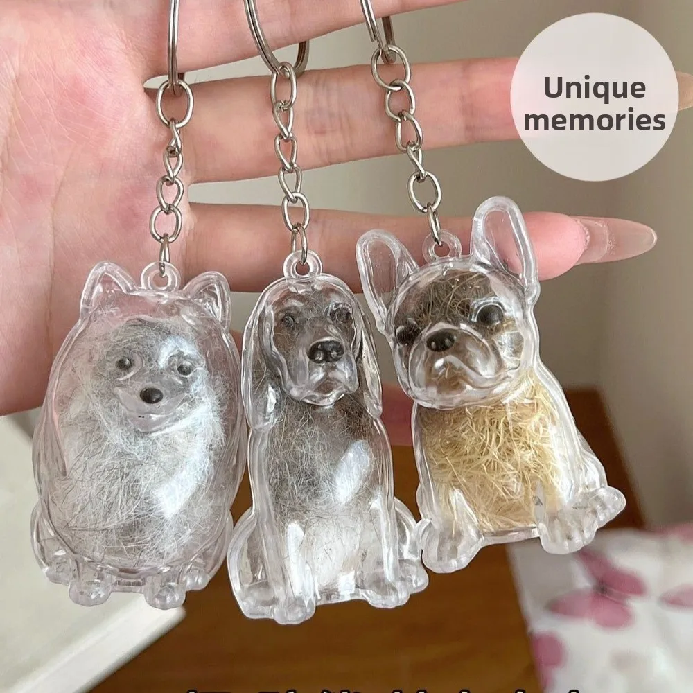 

Прозрачный кулон для хранения меха собаки, дизайн ручной работы, аксессуары «сделай сам», брелок в форме собаки, капсула для хранения меха, контейнер для волос домашних животных