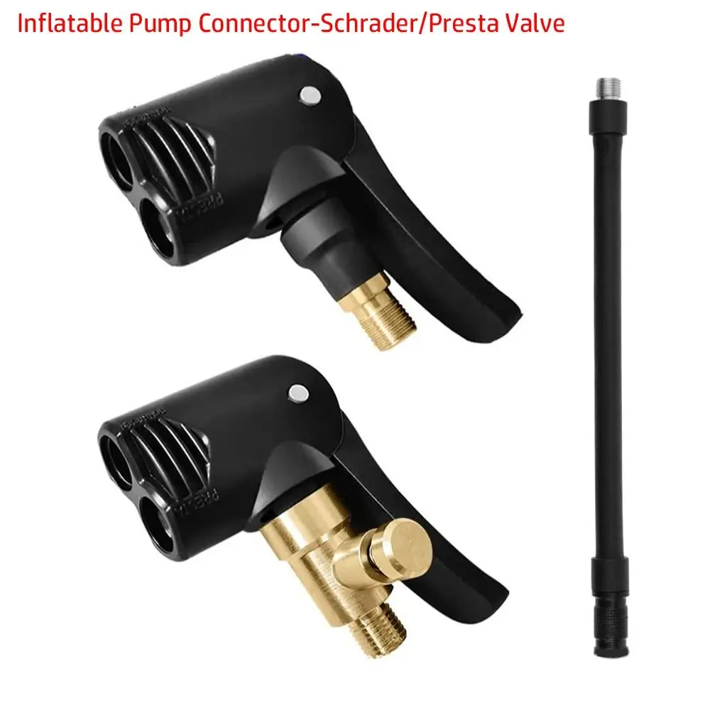 Schrader/Presta Valve Tire Air Pump Nozzle 2-in-1 Portable Inflatable Pump Connector Deflated Tire Inflator Chuck