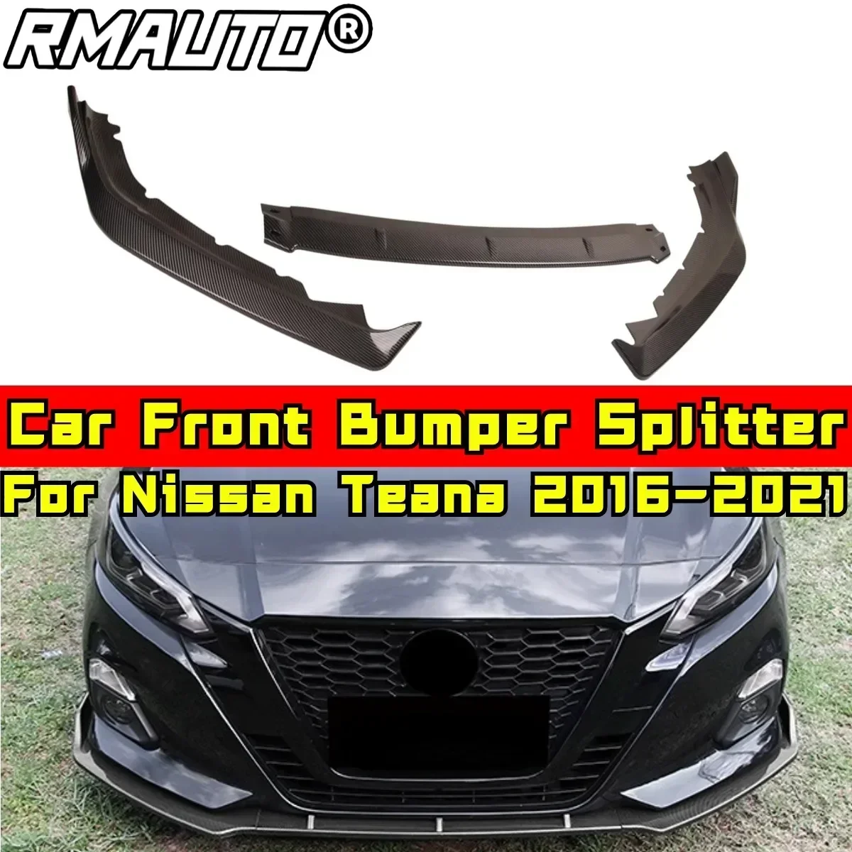 For Nissan Altima Teana 2016-2021 Body Kit Bumper Apron Glossy Black Sport Style Front Bumper Splitter Diffuser Car Accessories