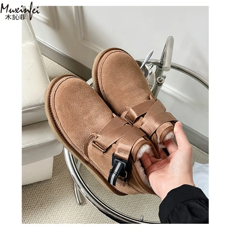 

2025 Winter New Style Wang Yibo Same Top Leather Outdoor Warm Men's Boots Fashion Versatile Short Tube Men's Snow Boots