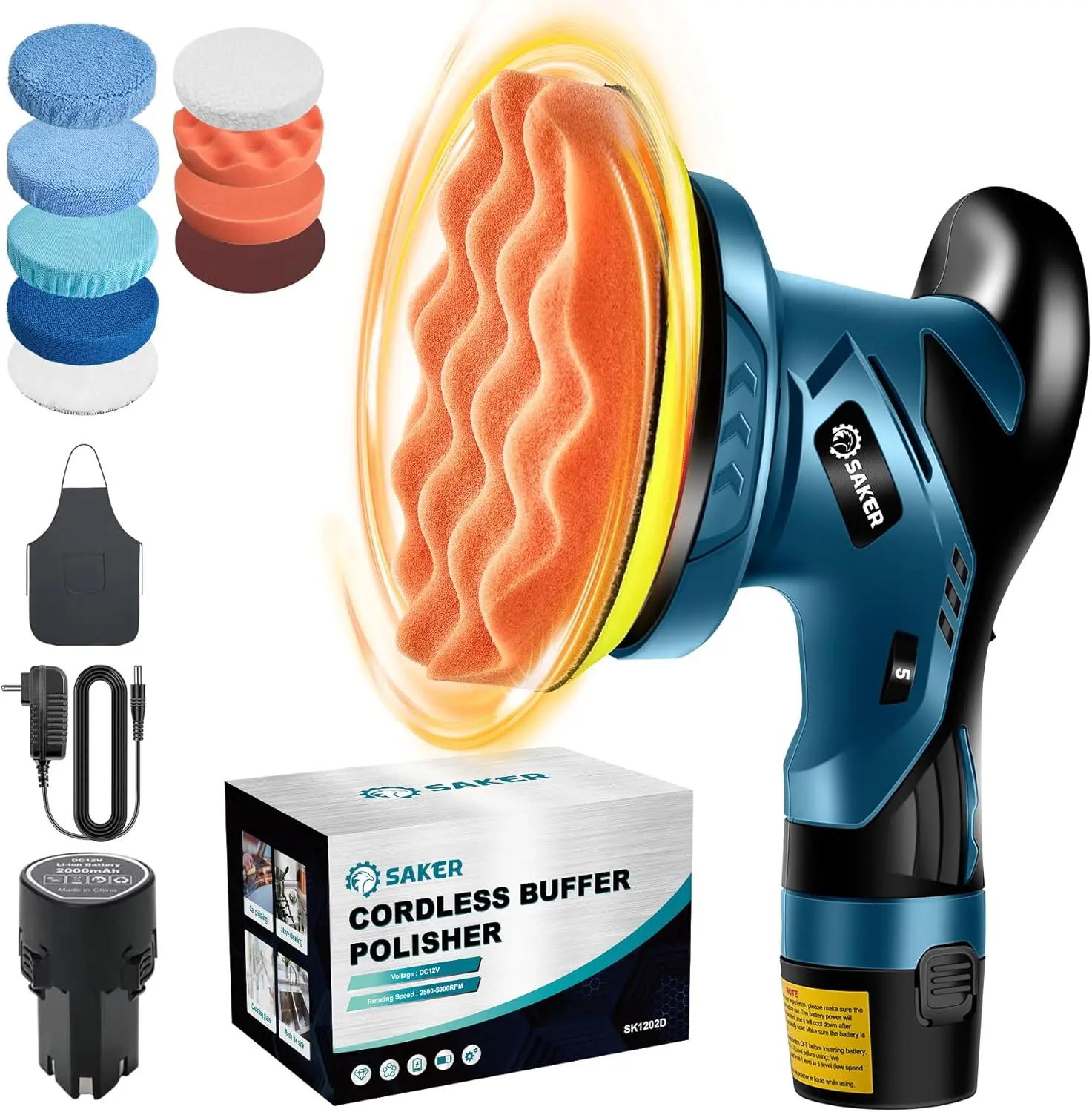 

6-дюймовый беспроводной полировальный набор для автомобиля с перезаряжаемой батареей и 10 насадками