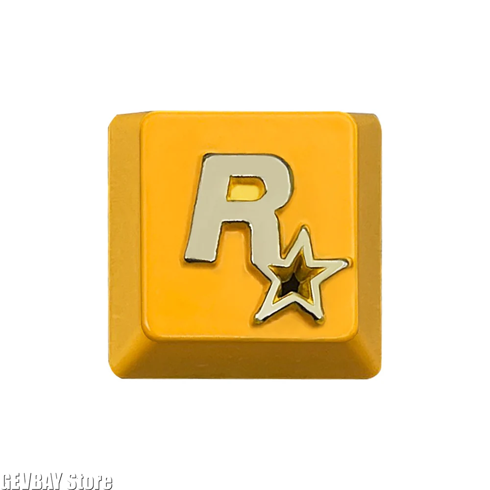 غطاء مفاتيح معدني بشعار Rockstar بنمط ثلاثي الأبعاد ملمس مريح لعمود لوحة المفاتيح الميكانيكية المتقاطعة #5