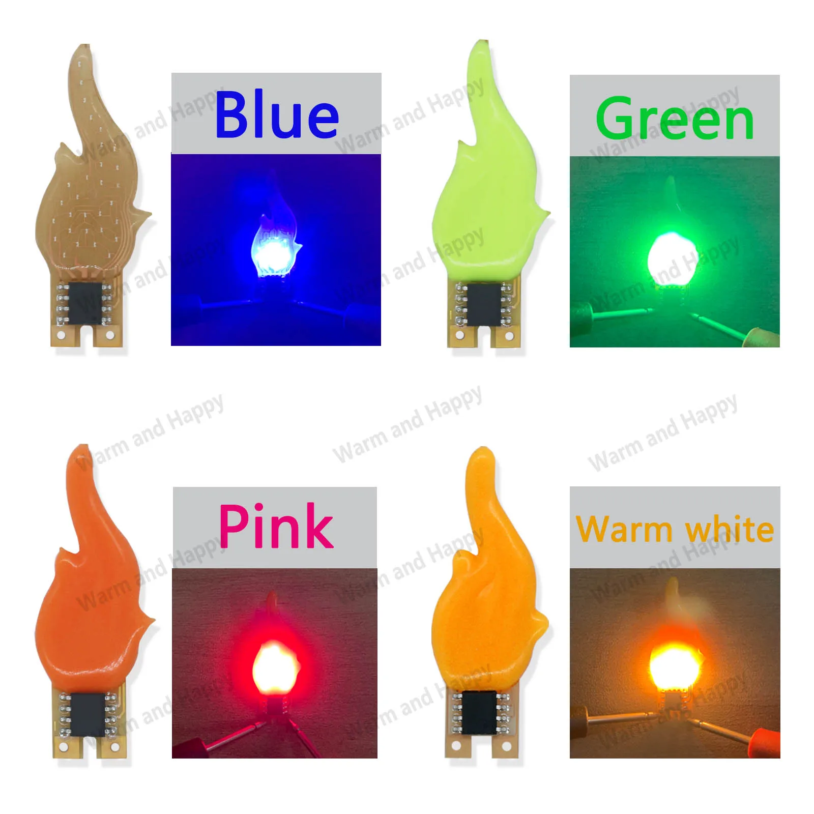 LED Double Flashing Flame Candle Light DC3V 20mA Red Blue Green Pink Warm white Camping Party Restaurant Decorative Light DIY