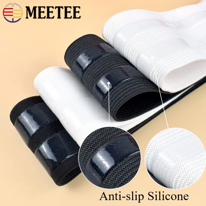 1-5M 50mm Anti Slip Elastic Tape Black White Striped Silicone Band Sports Wrist Strap Sewing Bar Straps DIY Clothing Accessory