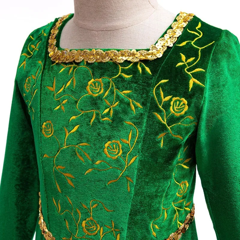 2025 ❤   새로운 어린이 피오나 코스프레 의상 공주 드레스 여자 녹색 파티 복장 할로윈 카니발 롤 플레잉 변장 수이 ★ ★