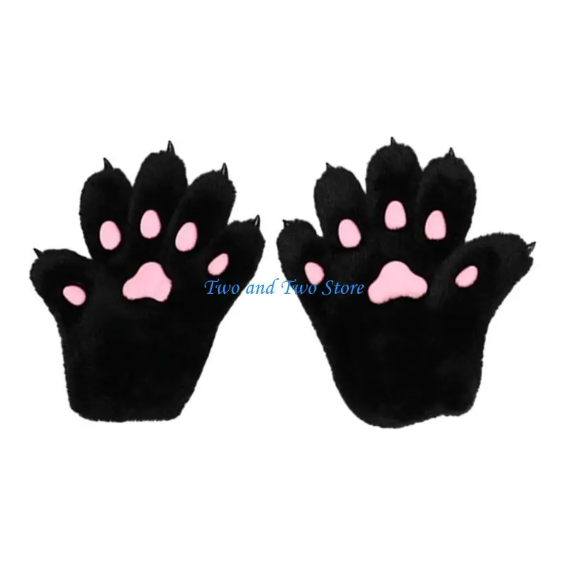 HX6F Warm Animes Kostuum Katten Poot Handschoenen Rollenspel Beest Poot Handwanten Feestartikelen