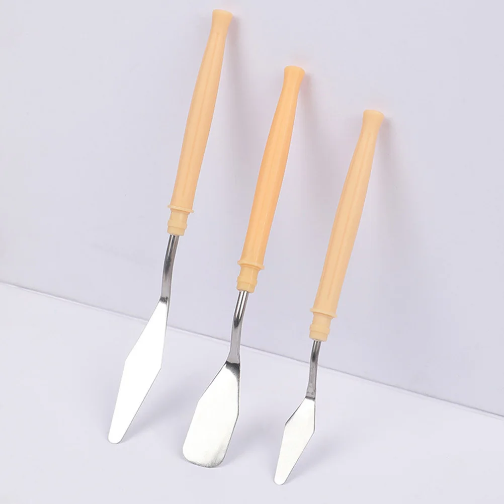

12Pcs Gouache Scrapers Stainless Steel Blades Plastic Handle Ideal for Oil Acrylic Canvas Paint Mixing Painting Spatulas Art