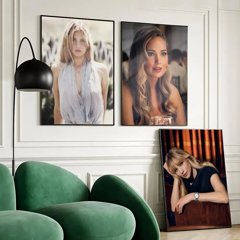 J-Jennifer L-Lawrence Poster Waterproof Wall Art Sticker for Home Bar Decoration