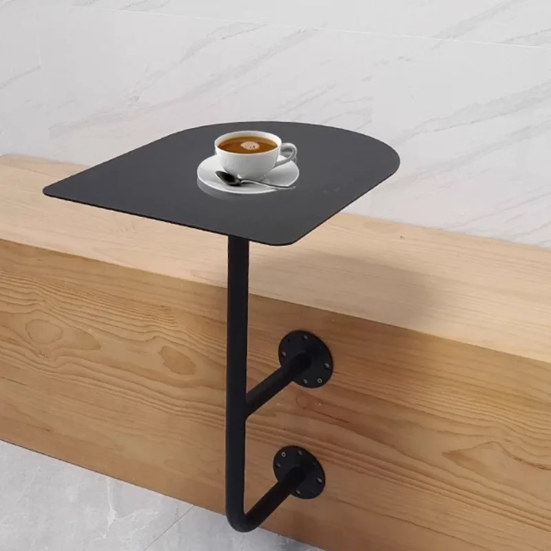 

Modern Milk Tea Drink Shop Metal Dining Table Cafe Popular Wall-mounted Round Table Against Wall Space-saving Card Seat Table